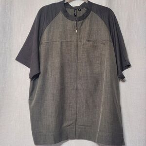 Design Collective Cintas Gray Zip Up Scrub Uniform Shirt Pocket Size XL Workwear